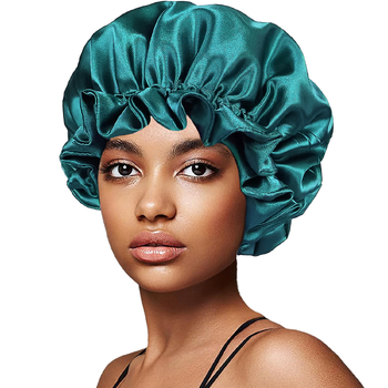 Cască de somn elastică din satin dublu strat mare, vânzare transfrontalieră, cu bor larg, cască de duș de culoare uni, cască de înfrumusețare și păr en-gros