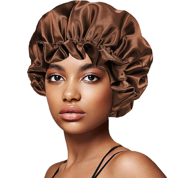 Cască de somn elastică din satin dublu strat mare, vânzare transfrontalieră, cu bor larg, cască de duș de culoare uni, cască de înfrumusețare și păr en-gros