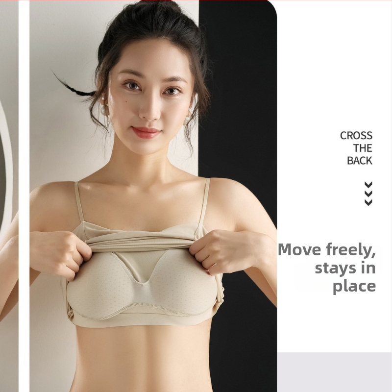 Ice Silk tube top s punim košem, najlon materijal, duljina trbuha, minimalistički i ležerni stil