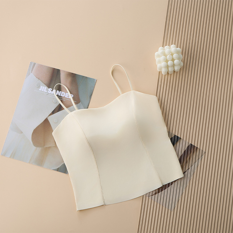 Ice Silk tube top s punim košem, najlon materijal, duljina trbuha, minimalistički i ležerni stil
