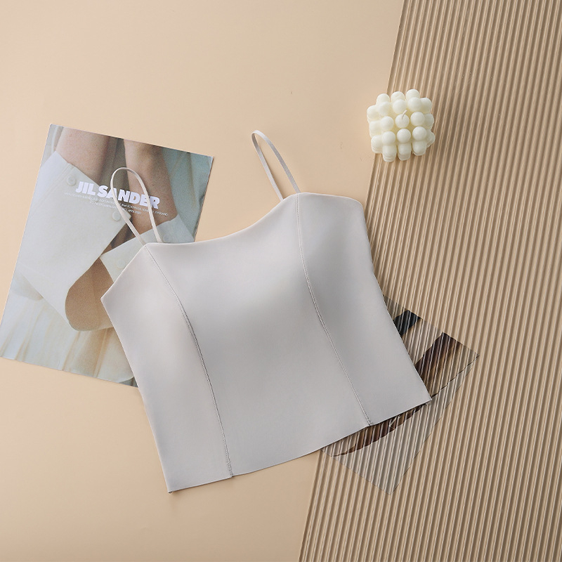 Ice Silk tube top s punim košem, najlon materijal, duljina trbuha, minimalistički i ležerni stil