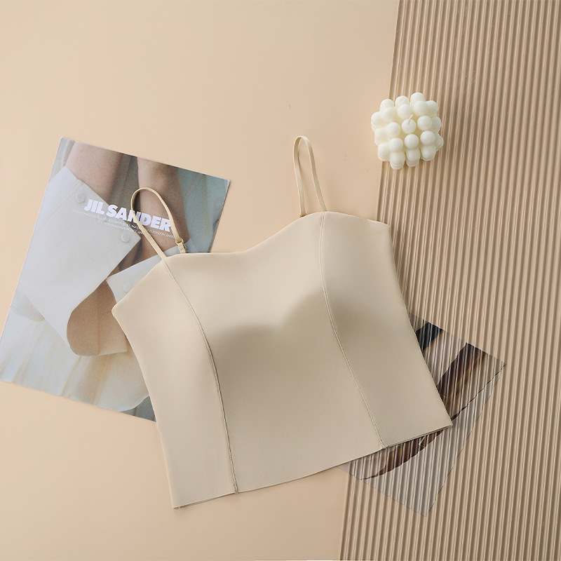 Ice Silk tube top s punim košem, najlon materijal, duljina trbuha, minimalistički i ležerni stil