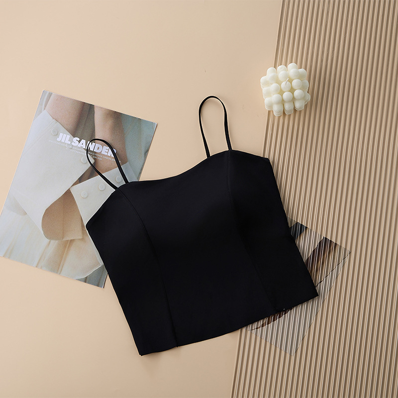 Ice Silk tube top s punim košem, najlon materijal, duljina trbuha, minimalistički i ležerni stil