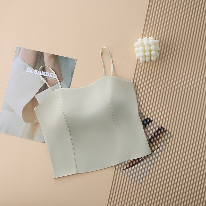 Ice Silk tube top s punim košem, najlon materijal, duljina trbuha, minimalistički i ležerni stil