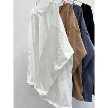 Ženska majica od pamuka s dugim rukavima, slobodan kroj, okrugli izrez, urban stil