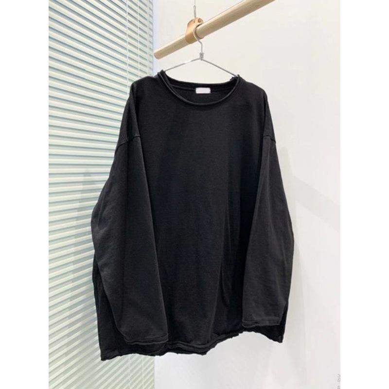 Ženska majica od pamuka s dugim rukavima, slobodan kroj, okrugli izrez, urban stil