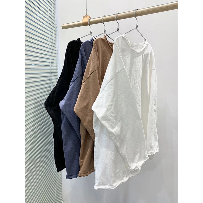 Ženska majica od pamuka s dugim rukavima, slobodan kroj, okrugli izrez, urban stil