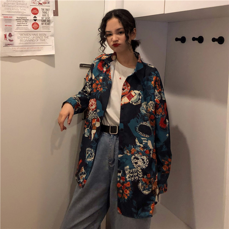 Košulja u retro stilu s dugim rukavima, poliester materijal, uzorak malih boca vina