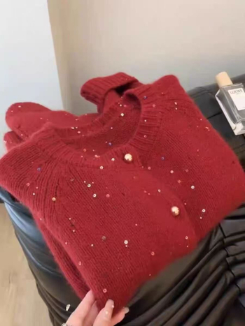 Ženski ležerni kardigan-sviter s kružnim izrezom i poliester-spandeks mješavina