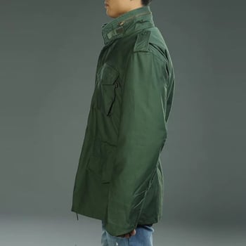 M65 taktička windbreaker jakna s kapuljom, stojeći ovratnik, gusta pamučna smjesa, labav kroj, više džepova