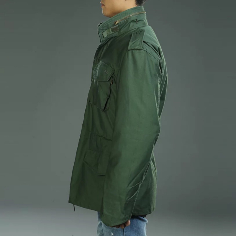 M65 taktička windbreaker jakna s kapuljom, stojeći ovratnik, gusta pamučna smjesa, labav kroj, više džepova