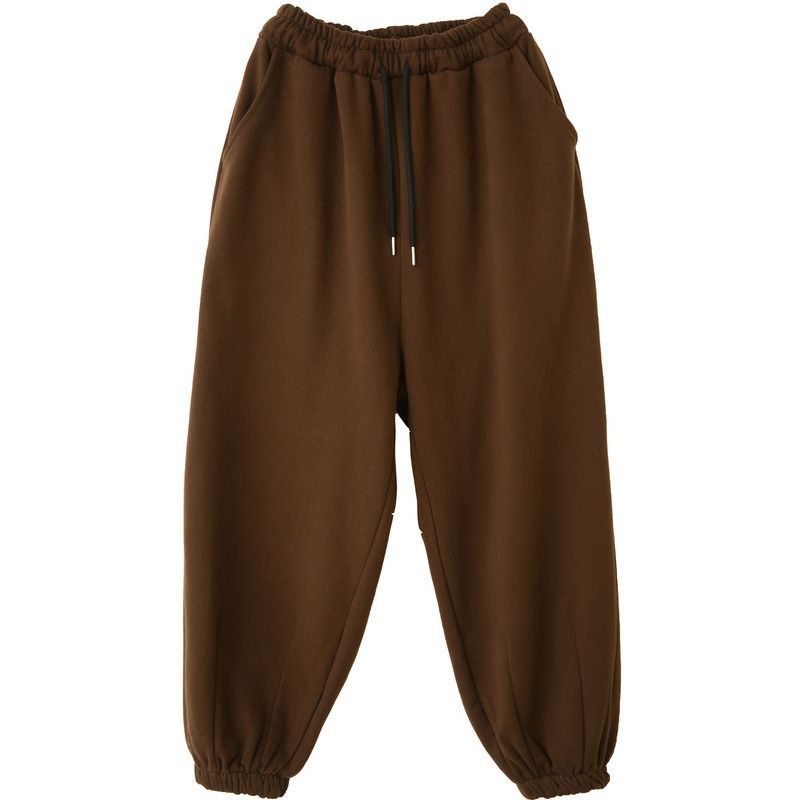 Női fleece-belelt haremi nadrág PVC és egyéb anyagokból, bokán zárt szár, 2024 tavasz, mindennapi nadrág