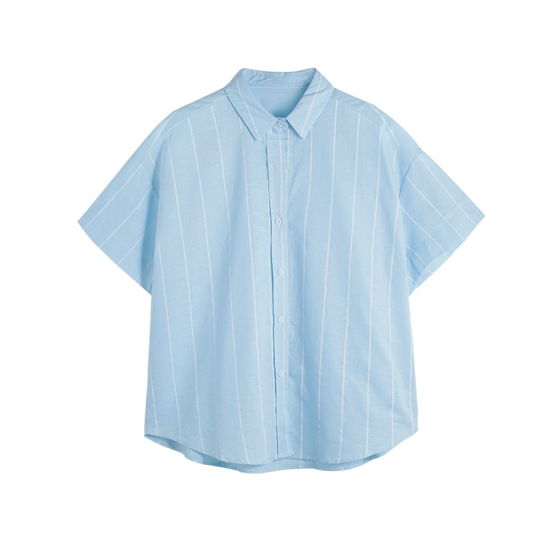 Cămașă stil coreean, croială lejeră, mâneci lungi, fără guler, poliester