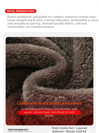 Kordurove široke hlače s flis podstavom, visokim strukom, jednobojne, zima