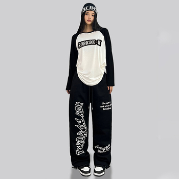 Ženske hlače s američkim printom, ljetne džez ples, visok pojas, ravni kroj, 95% poliester + spandeks