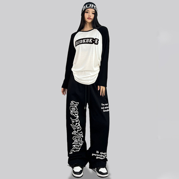 Ženske hlače s američkim printom, ljetne džez ples, visok pojas, ravni kroj, 95% poliester + spandeks