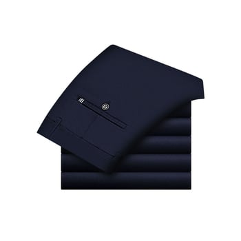 Muške hlače za poslovno-ugodan stil od Tencela, ravni kroj, visok pojas, zatvarač, debeli materijal