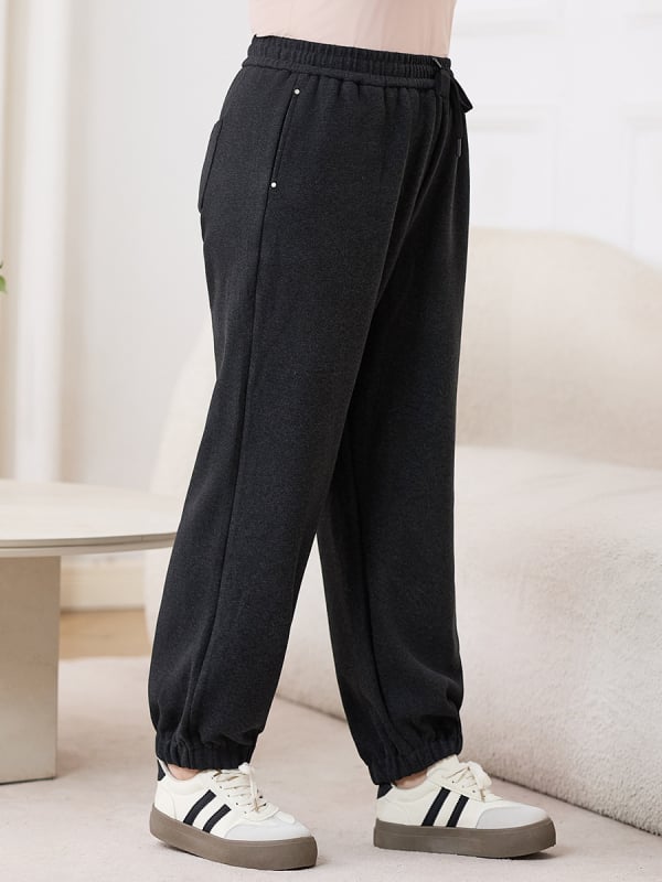 Ženske harém hlače s flisom, elastičan pojas, debeli materijal, jogger stil, poliestera-nylon smjesa