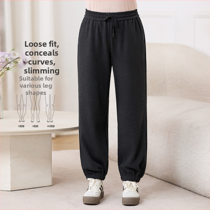 Ženske harém hlače s flisom, elastičan pojas, debeli materijal, jogger stil, poliestera-nylon smjesa