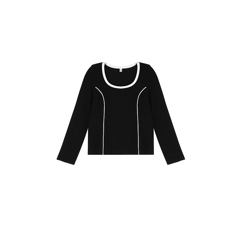 Pulover pleteni top s okruglim izrezom, dugi rukavi, uski kroj, fleece od viskoze i poliestera