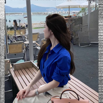 Pólónyakú kardigán-stílusú női ing, hosszú ujjú, 95%+ pamut, karcsú szabás