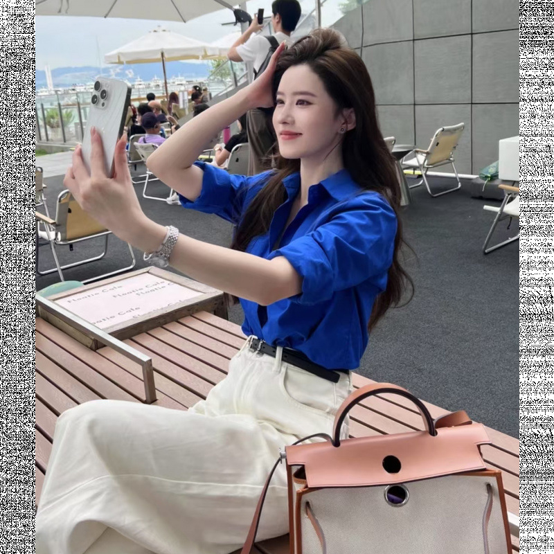 Pólónyakú kardigán-stílusú női ing, hosszú ujjú, 95%+ pamut, karcsú szabás