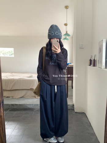 Majica s dugim rukavima, okrugli izrez, slobodan kroj, otisak, 50–70% pamuk