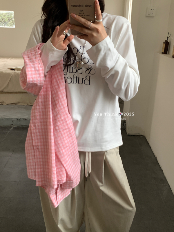 Majica s dugim rukavima, okrugli izrez, slobodan kroj, otisak, 50–70% pamuk