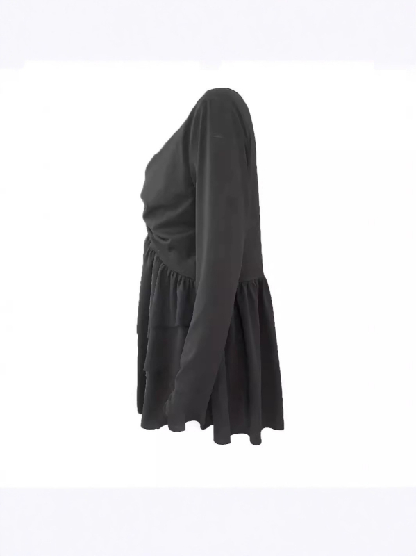 Női kapucnis hosszú ujjú felső, kerek nyakú, rétegezett dizájn, poliészter-spandax anyag