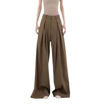 Női széles szárú nadrág, magas derekú, spandex-keverék, casual, 2025 tavasz