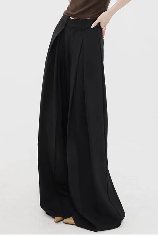 Női széles szárú nadrág, magas derekú, spandex-keverék, casual, 2025 tavasz