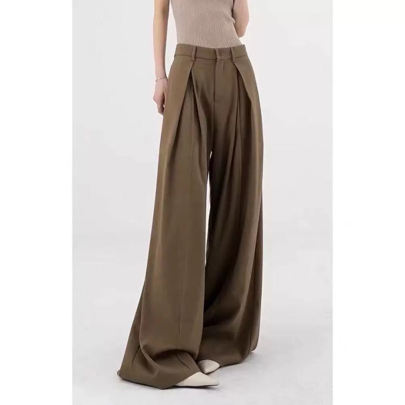 Női széles szárú nadrág, magas derekú, spandex-keverék, casual, 2025 tavasz