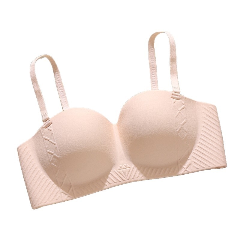 Jednodelni bezšivni bralet za male grudi, bežični, s uklonjivim dvostrukim trakama, strapless, 3/4 košarica, stražnje zatvaranje s tri reda