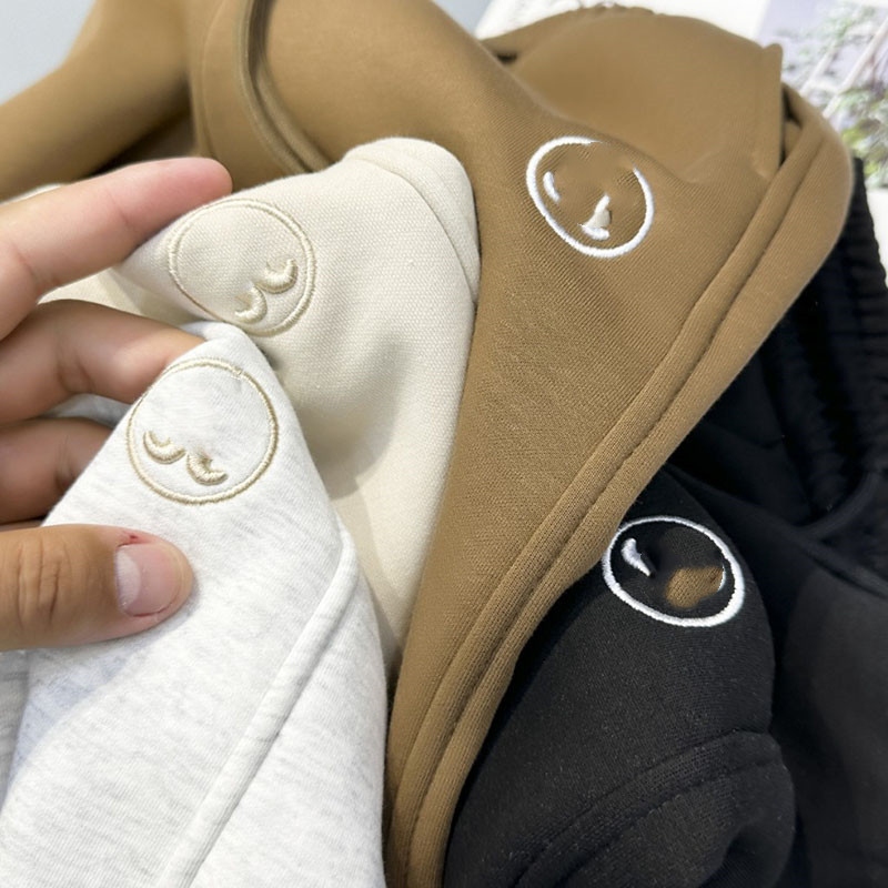 Pantaloni largi din bumbac pentru femei, cu căptușeală de fleece, talie elastică, groși pentru iarnă, cu broderie