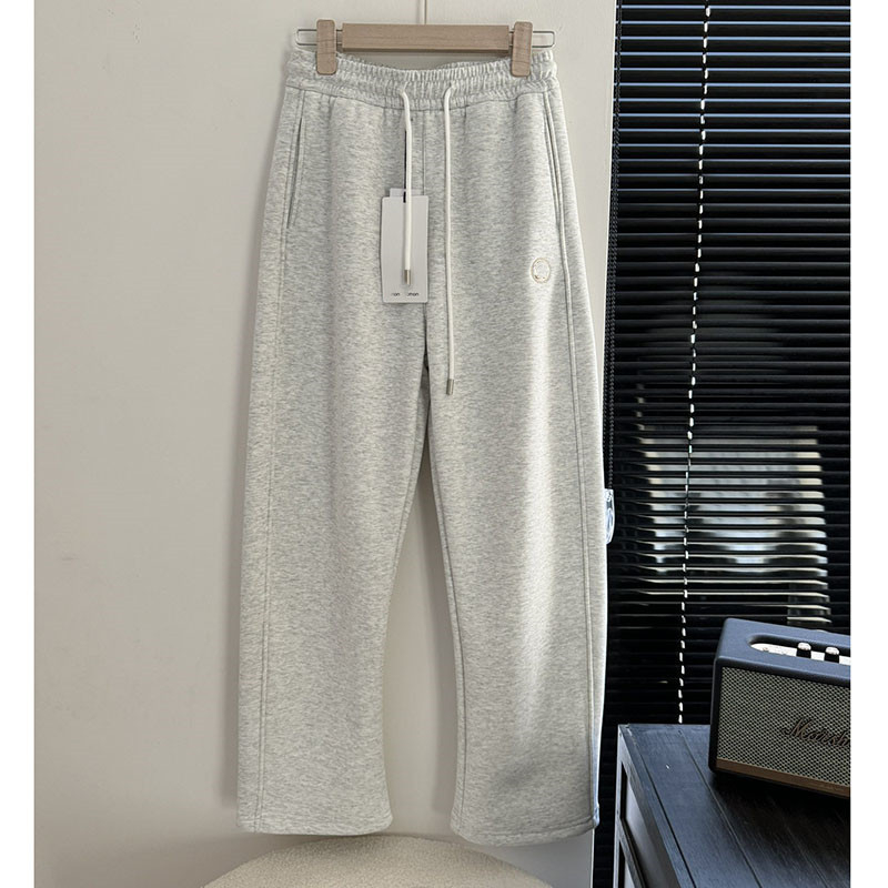 Pantaloni largi din bumbac pentru femei, cu căptușeală de fleece, talie elastică, groși pentru iarnă, cu broderie