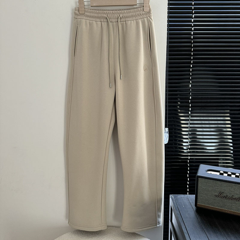 Pantaloni largi din bumbac pentru femei, cu căptușeală de fleece, talie elastică, groși pentru iarnă, cu broderie