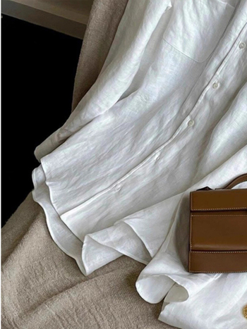 Tencel–len keverékből készült ing, hosszú ujjú, polo gallér, lazán szabott