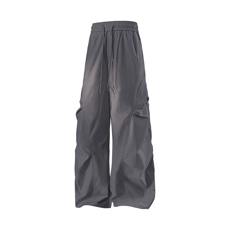 Pantaloni sport casual — croială drept, talie medie, șnur de strângere, 100% poliester