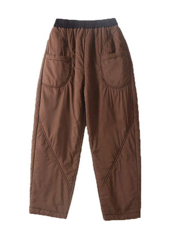 Casual ženske harém hlače, debeli patchwork, elastičan pojas, duljina 9/10, poliester tkanina (zima 2025, mikroelastičnost)
