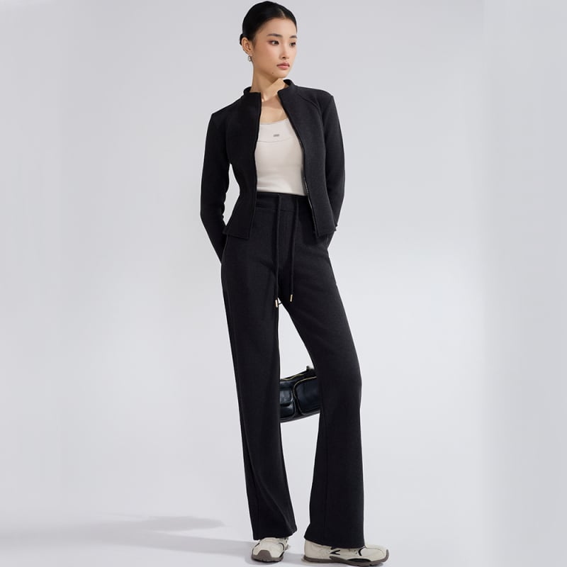 Ženski dvodijelni casual kostim, uski kroj, mješavina poliestera i spandexa, trodimenzionalno krojenje, jesen 2025