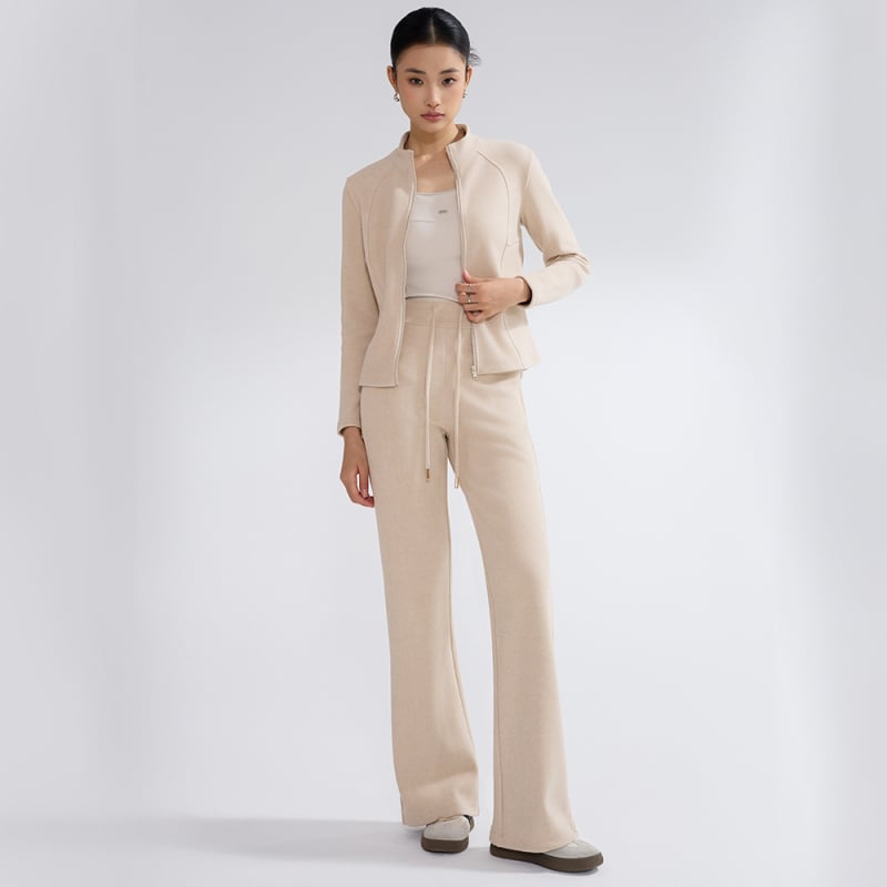 Ženski dvodijelni casual kostim, uski kroj, mješavina poliestera i spandexa, trodimenzionalno krojenje, jesen 2025