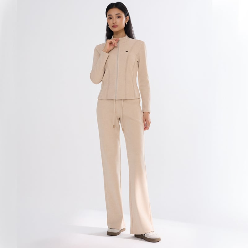 Ženski dvodijelni casual kostim, uski kroj, mješavina poliestera i spandexa, trodimenzionalno krojenje, jesen 2025
