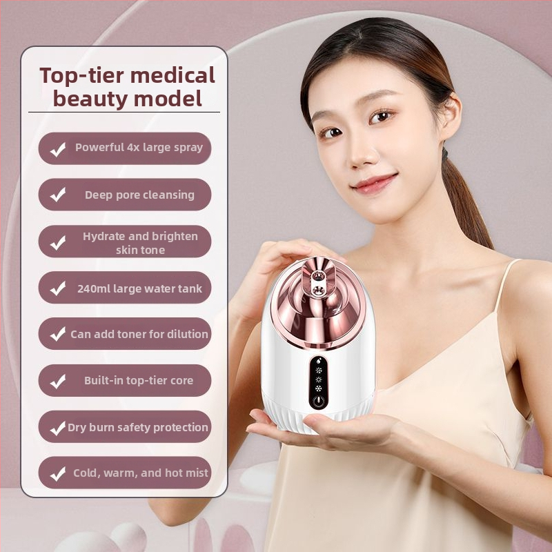 Parný prístroj na tvár s dvojitým teplým a studeným prúdom, nano hydratačný rozprašovač, stupeň 4, čas hmly 31–60 s, značka Qibang