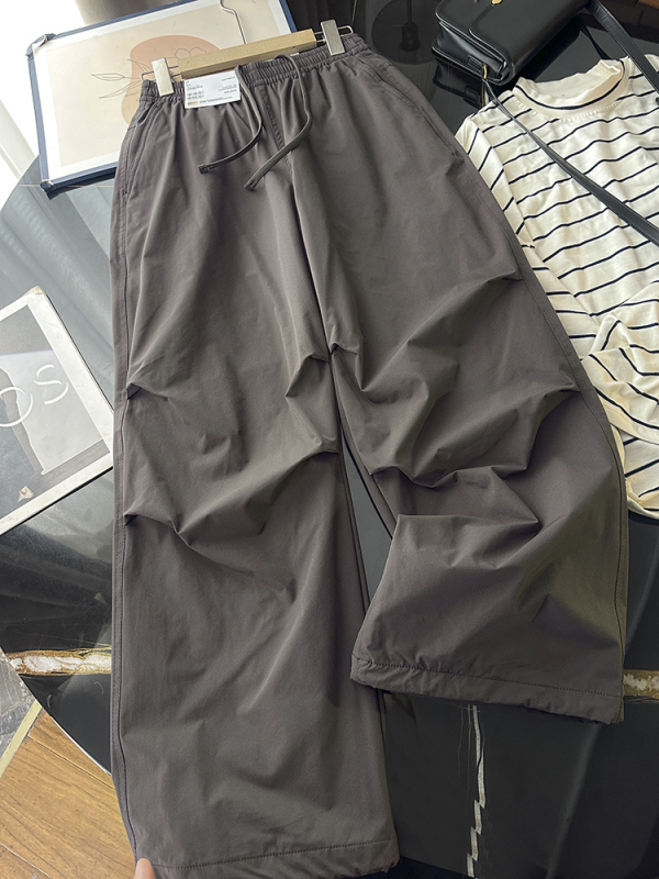 Női nylon cargo munkaruházati nadrág, elasztikus derék, vastag anyag, egyenes szabású, 95% nylon, ősz 2025