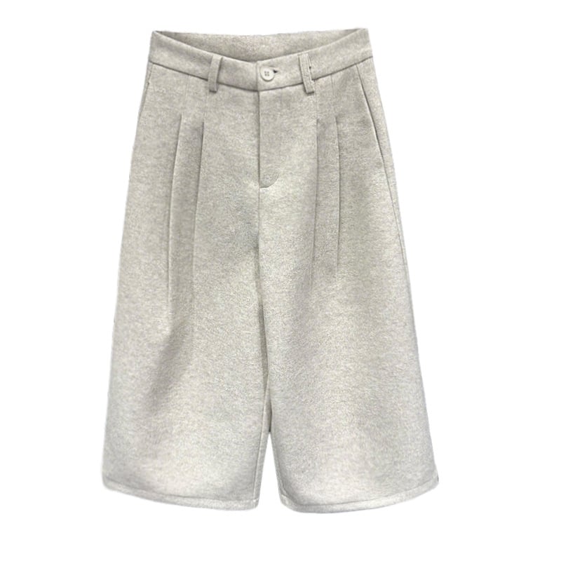 Ženske široke hlače s visokim strukom, kratkog kroja, vunena tkanina s elastanom, 95%+ udio, zimska 2025 kolekcija, elegantan gradski stil