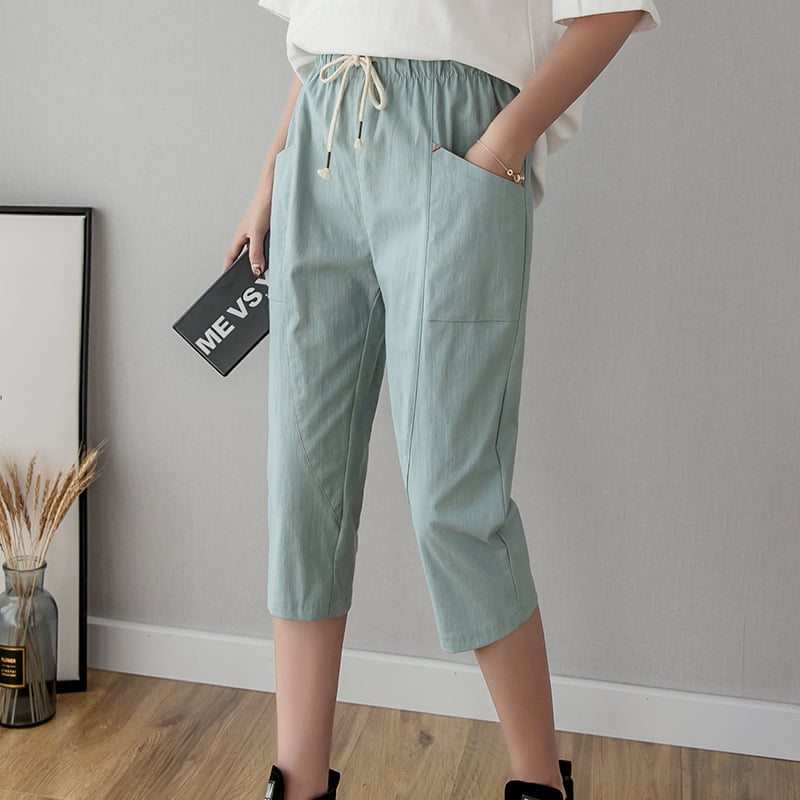 Ženske haram hlače od 95% pamuka, slobodan kroj, skraćena dužina, gradski stil