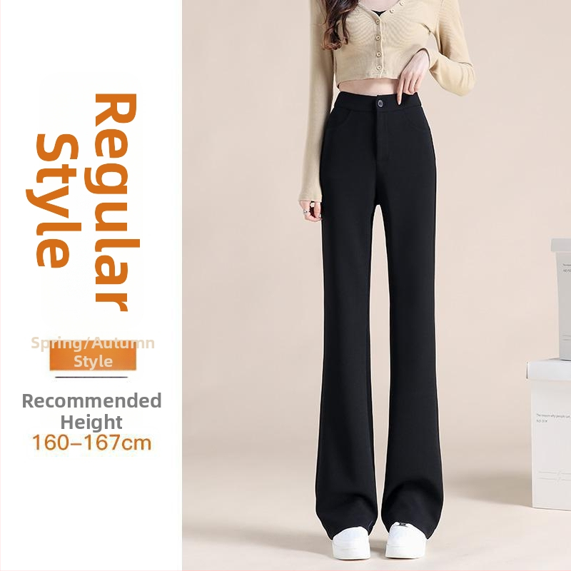 Dámske velúr nohavice s klampou evazované na jeseň-zimu, plus-size, postava hrušky, štíhle, casual elegantný štýl (polyester 70–80%, zimná sezóna 2025)