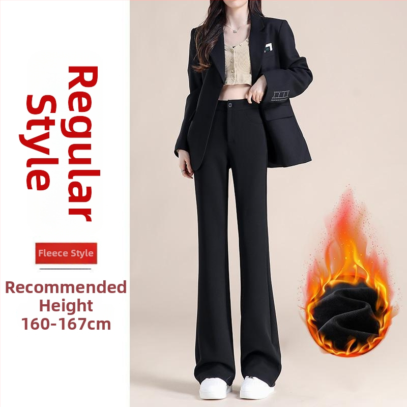 Dámske velúr nohavice s klampou evazované na jeseň-zimu, plus-size, postava hrušky, štíhle, casual elegantný štýl (polyester 70–80%, zimná sezóna 2025)