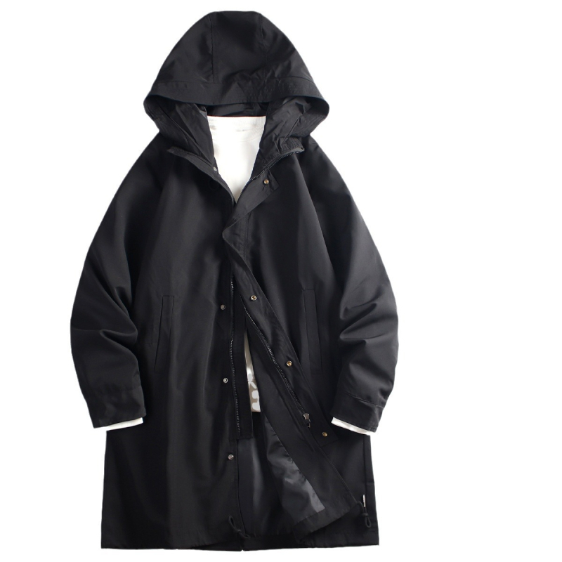 Muški windbreaker kaput srednje duljine, s reverom, zatvaračem na zip, udoban kroj, bočne džepove