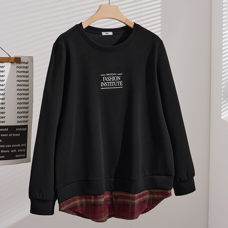 Ženska bluza s prugastim patchworkom u korejsko-japanskom stilu, smjesa poliestera i pamuka, dugi rukavi, okrugli izrez